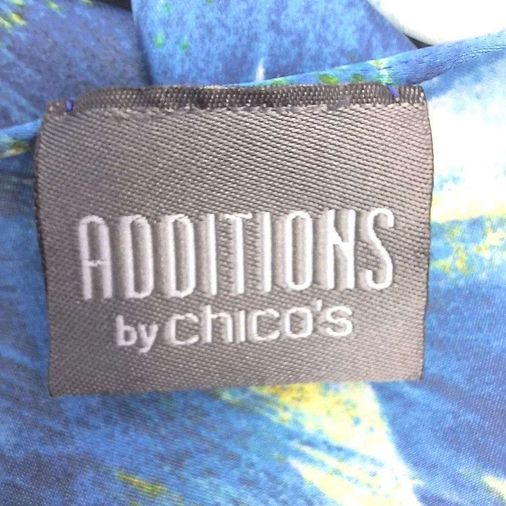 Additions by Chicos Scarf Womens One Size Blue Yellow Peacock Abstract Print